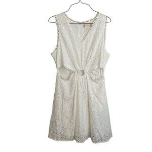 NWT Altar’d State Women’s White Eyelet Cutout Middle Sleeveless Dress Medium M